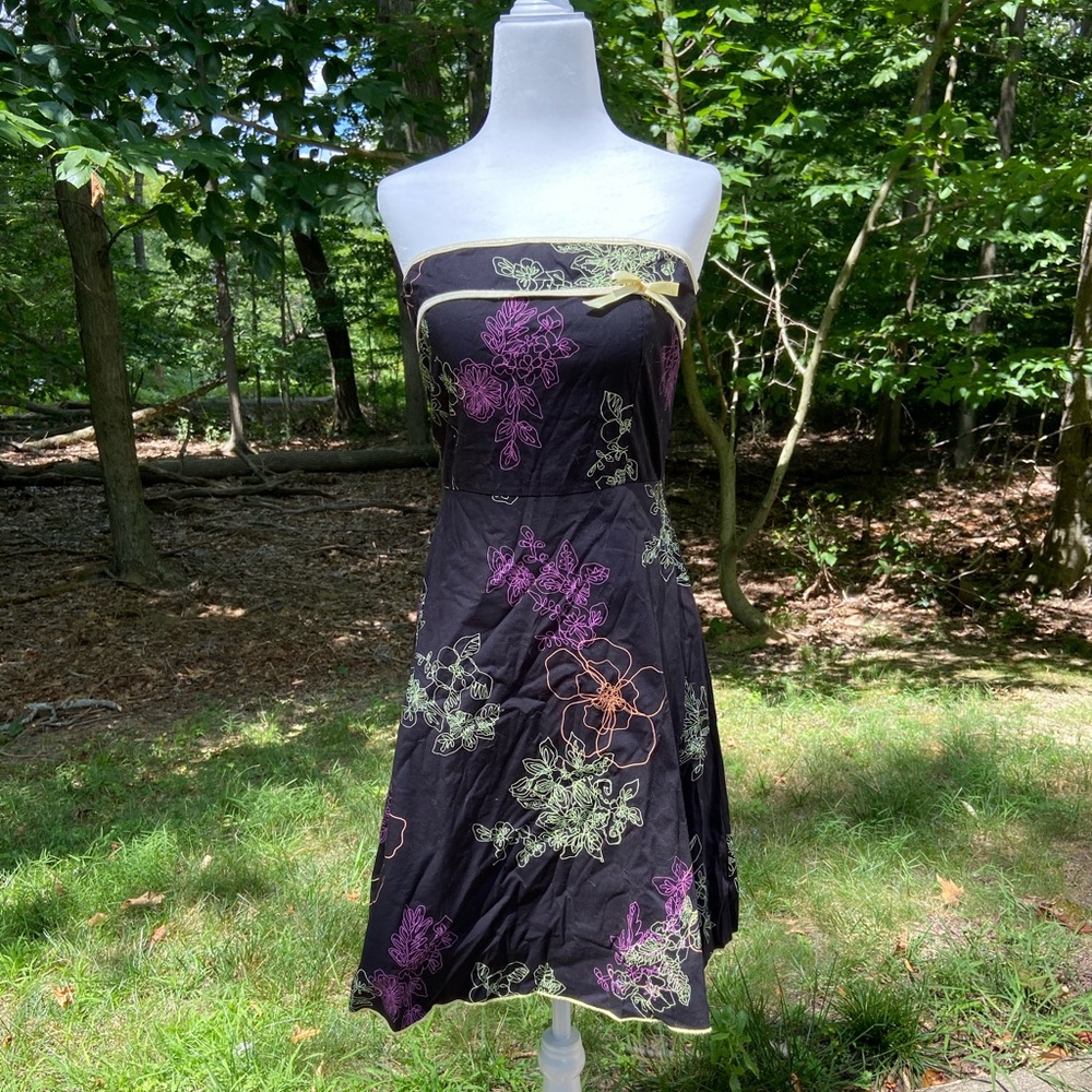 Strapless black and neon party dress